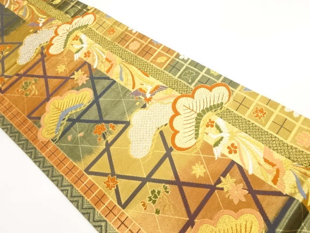 JAPANESE FUKURO OBI / WOVEN FLORAL PLANTS